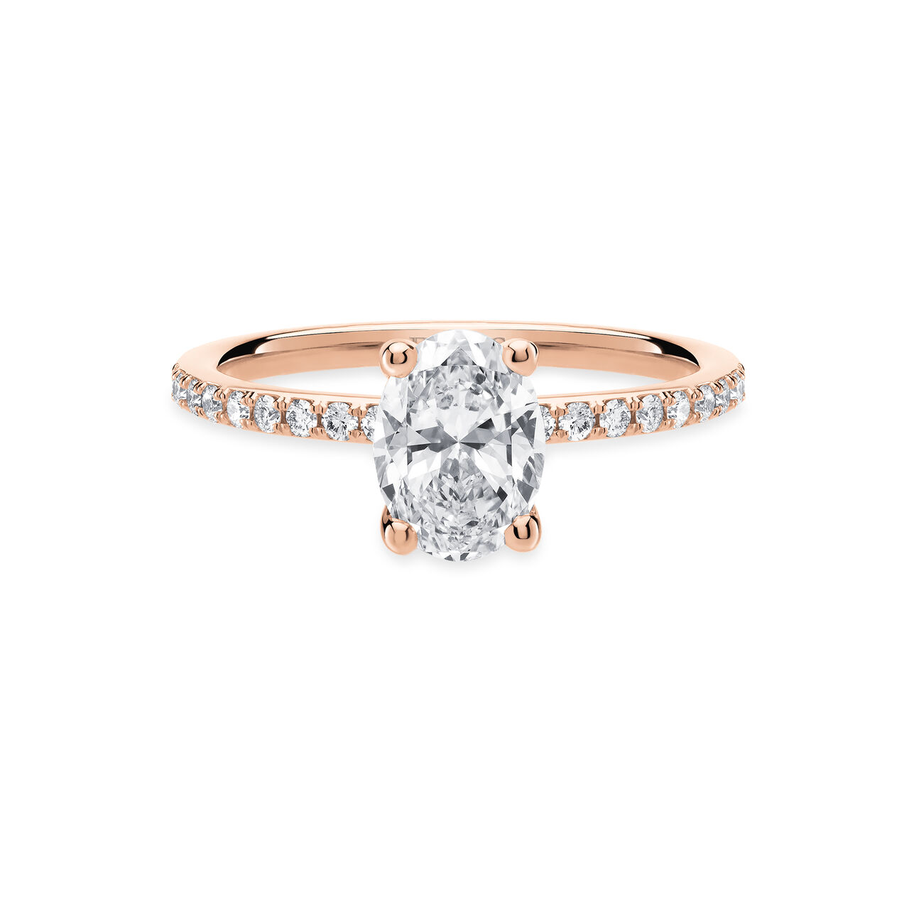 Birks Rosée du Matin Rose Gold Oval Cut Diamond Engagement Ring with Diamond Band image number 0