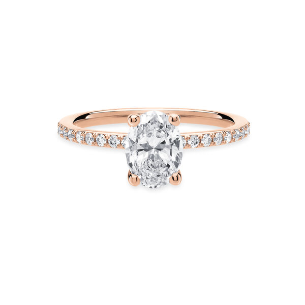 Rose Gold Oval Cut Diamond Engagement Ring with Diamond Band