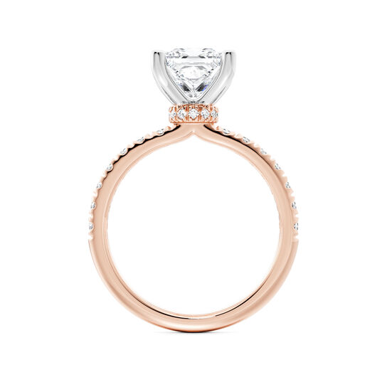 Birks D&eacute;co Princess‑Cut Solitaire Diamond Engagement Ring with Pav&eacute; Band and a Hidden Pav&eacute; Halo in Rose Gold image number 2