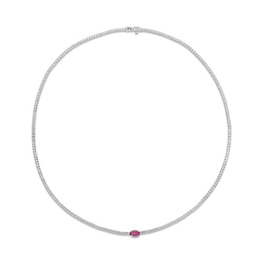 Ruby Line Necklace in White Gold  image number 0