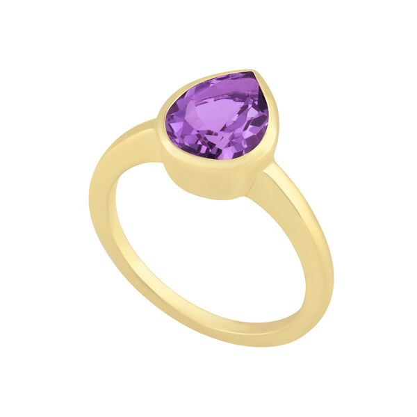 Bezel Set Pear Shape Pink Amethyst Ring