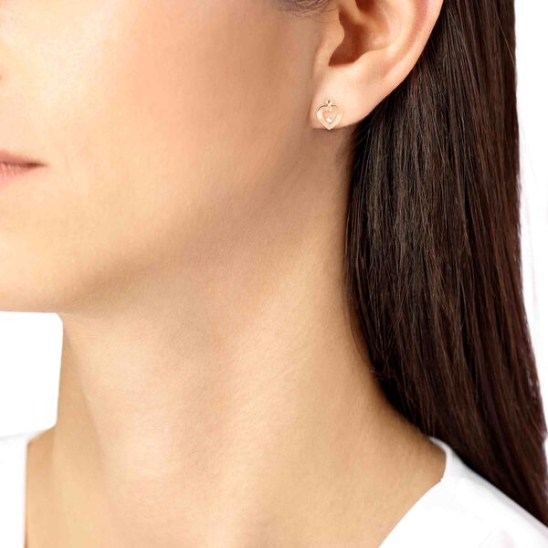 Pretty Woman Extra Small Rose Gold and Diamond Heart Single Stud Earring