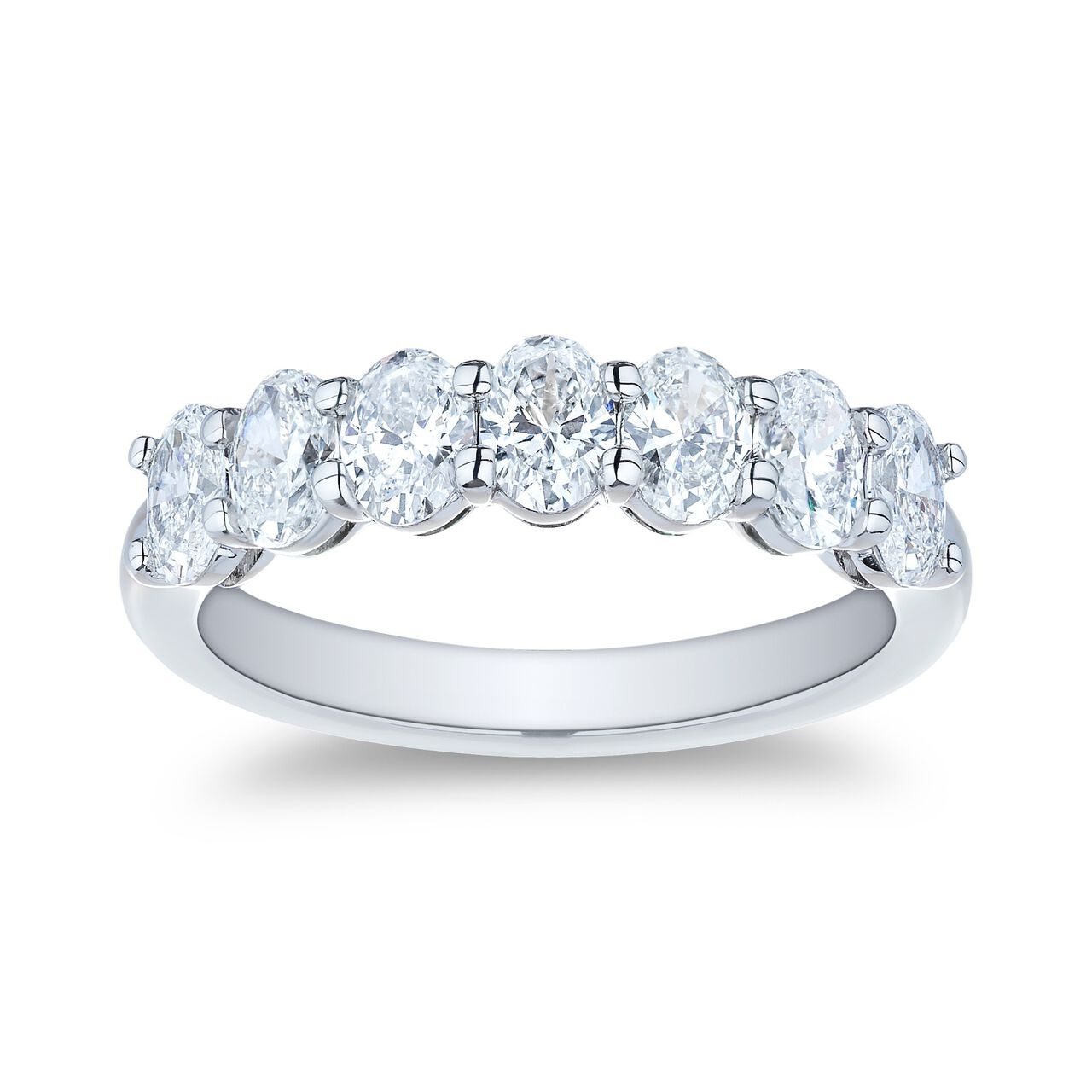 Platinum 7 Stone Oval Cut Diamond Band image number 0