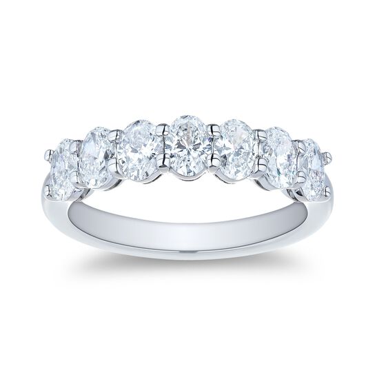 Platinum 7 Stone Oval Cut Diamond Band image number 0