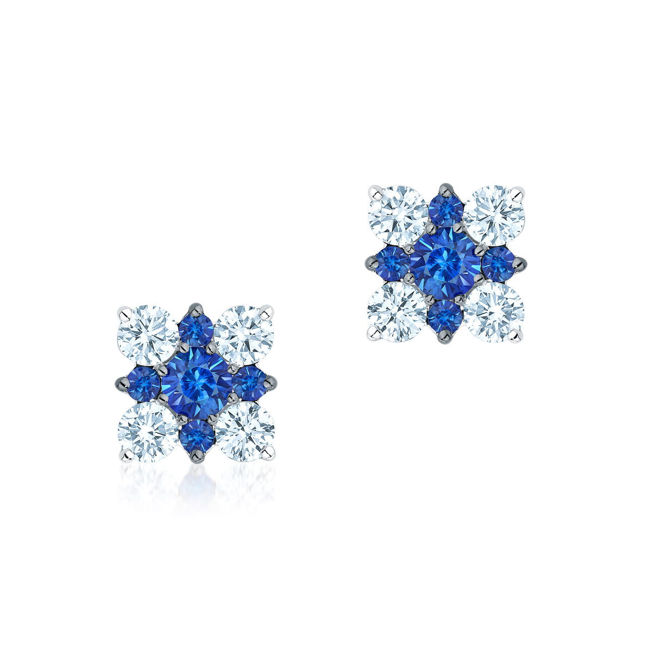 bijoux birks snowflake cluster diamond stud earrings with sapphires image number 0