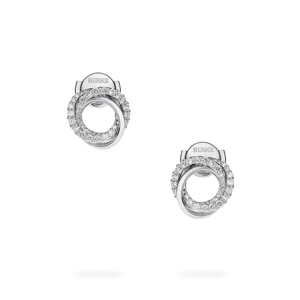 Boucles d'oreilles circulaires en or blanc et diamant, petites