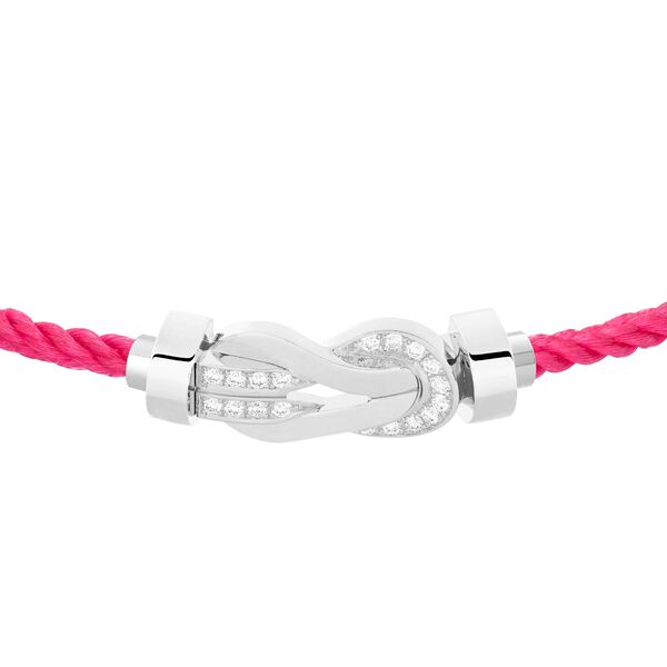 Bracelet cable Chance Infinie en or blanc avec pavé de diamants, modèle moyen