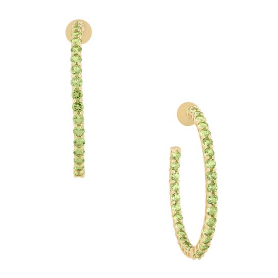 Peridot Prong Set Hoop Earrings image number 0