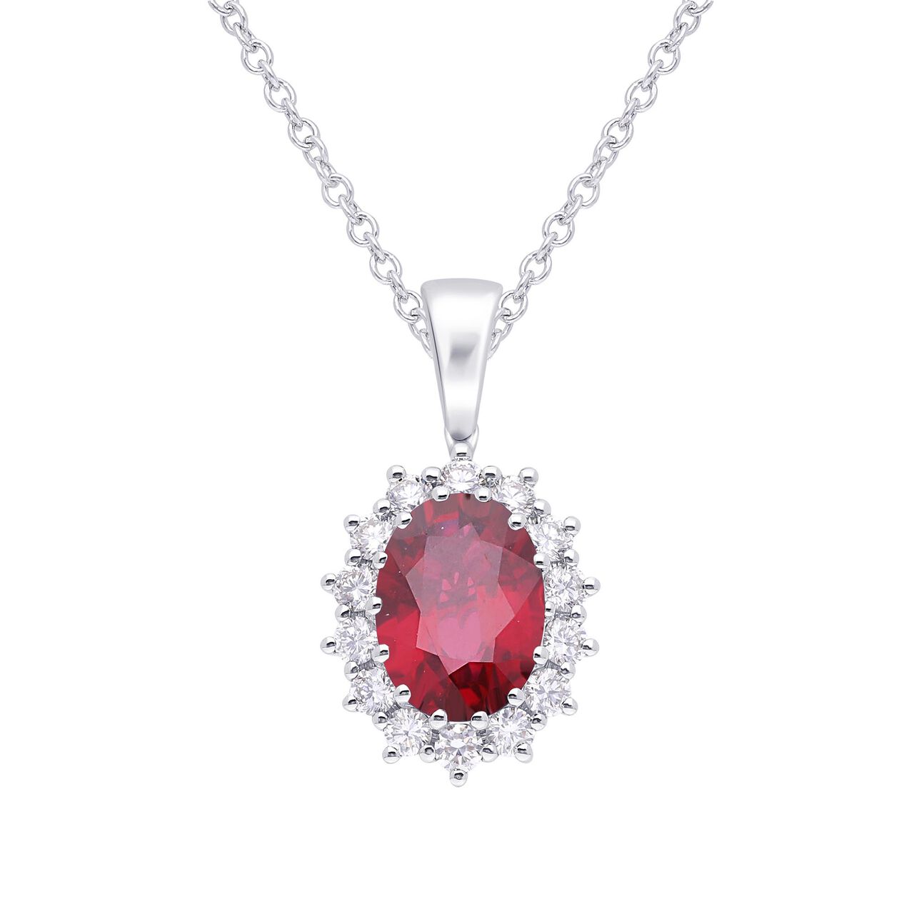 maison birks salon oval ruby diamond halo pendant sg09201p-8r front image number 0