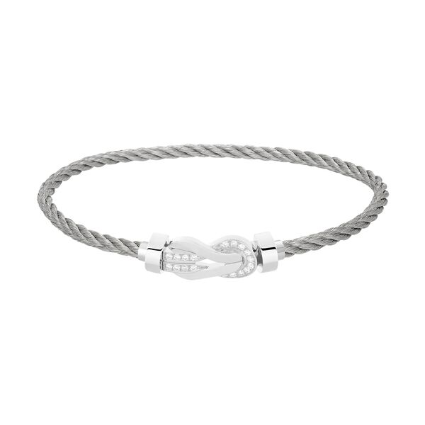 Bracelet cable Chance Infinie en or blanc avec pavé de diamants, modèle moyen