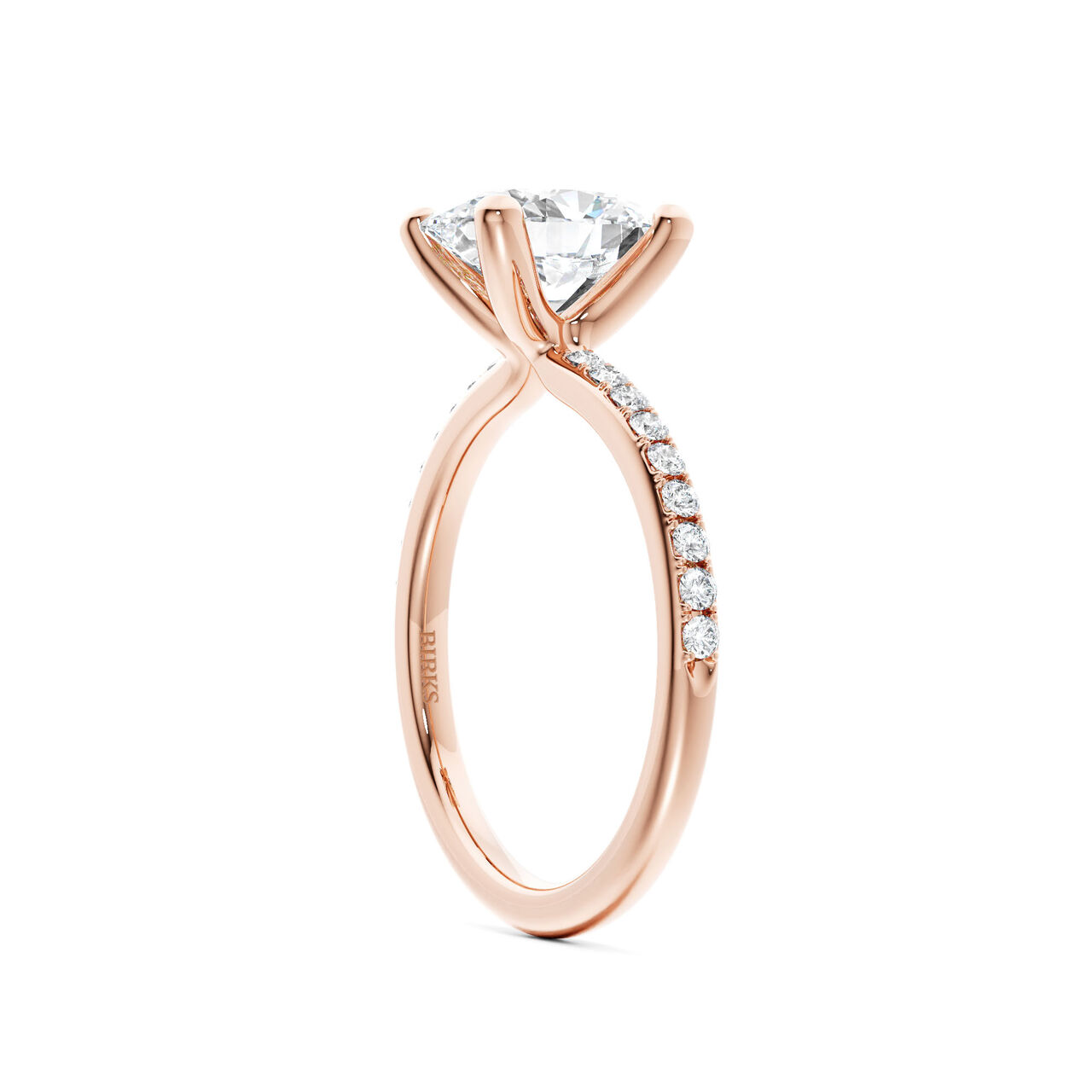 Birks Ros&eacute;e du Matin Rose Gold Oval Cut Diamond Engagement Ring with Diamond Band image number 1