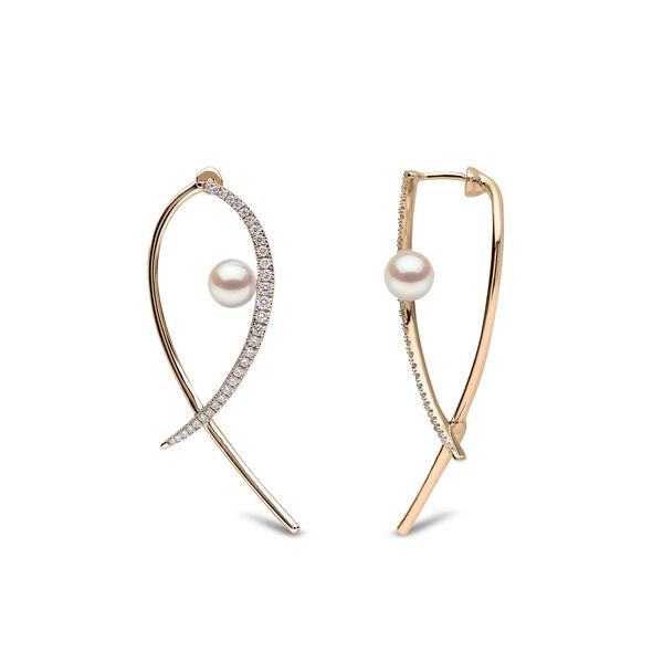 Boucles d'oreilles Sleek en or jaune avec perles et diamants