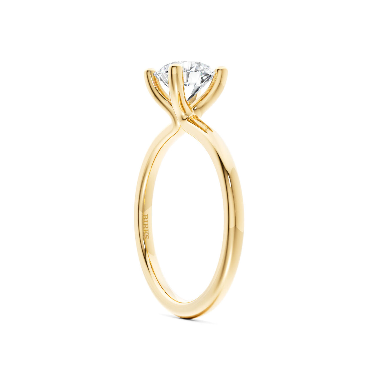 Birks Ros&eacute;e du Matin Bague de fian&ccedil;ailles solitaire avec diamant taille ronde en or jaune image number 1