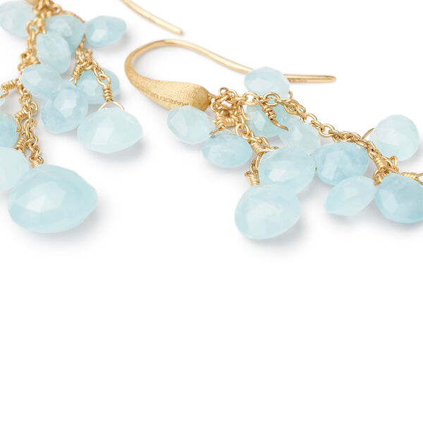 Boucles d'oreilles pendentives Paradise en or jaune avec aigue-marines