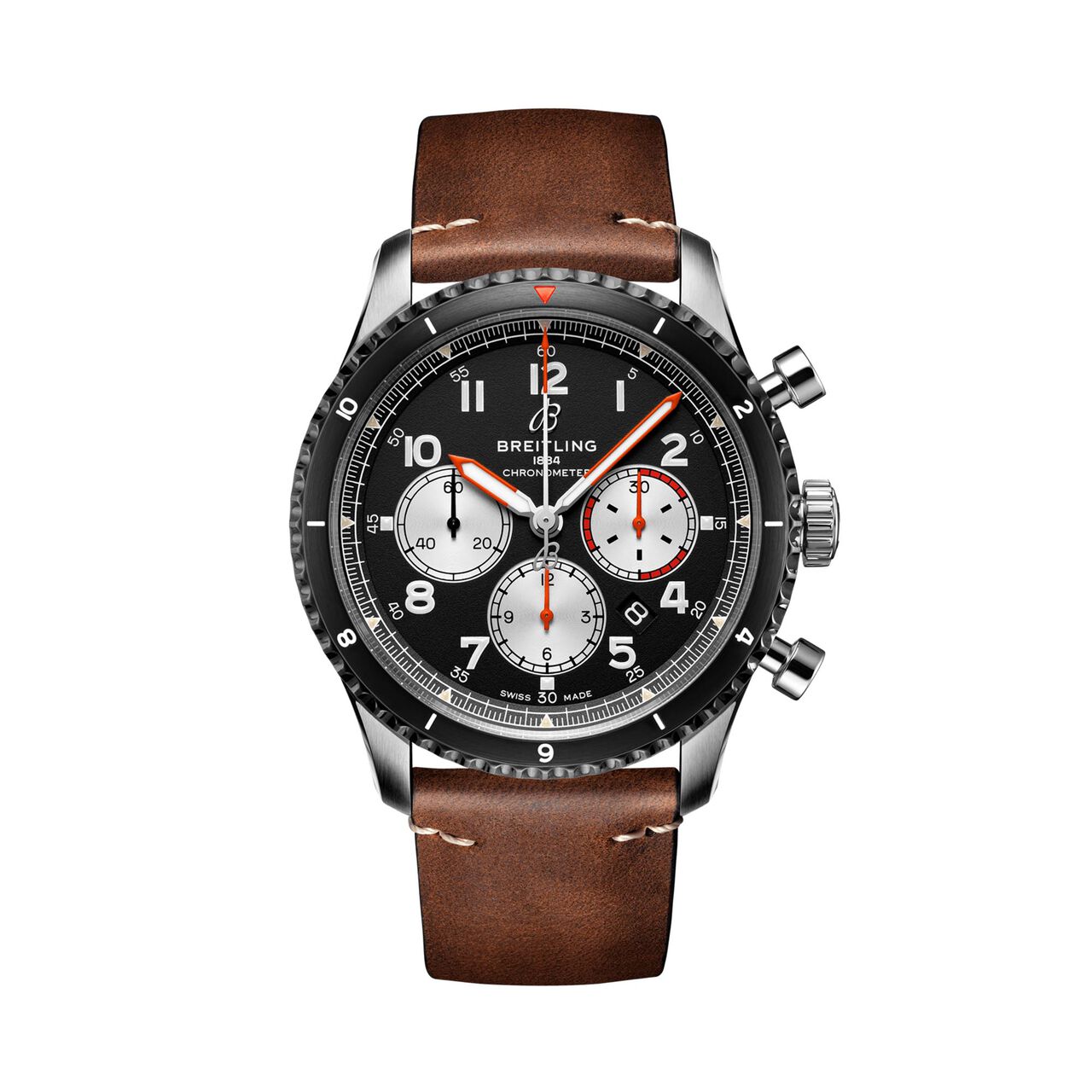 maison birks breitling aviator 8 b01 chronograph 43 mosquito steel black folding clasp ab01194a1b1x2 image number 0