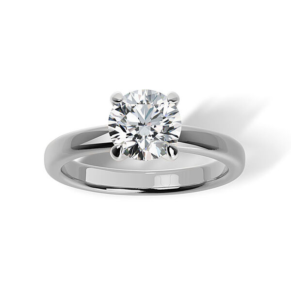 Bague de fiançailles à diamant solitaire rond en or blanc
