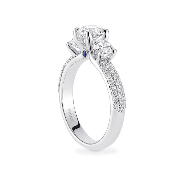 Three-Stone Pavé Diamond Engagement Ring