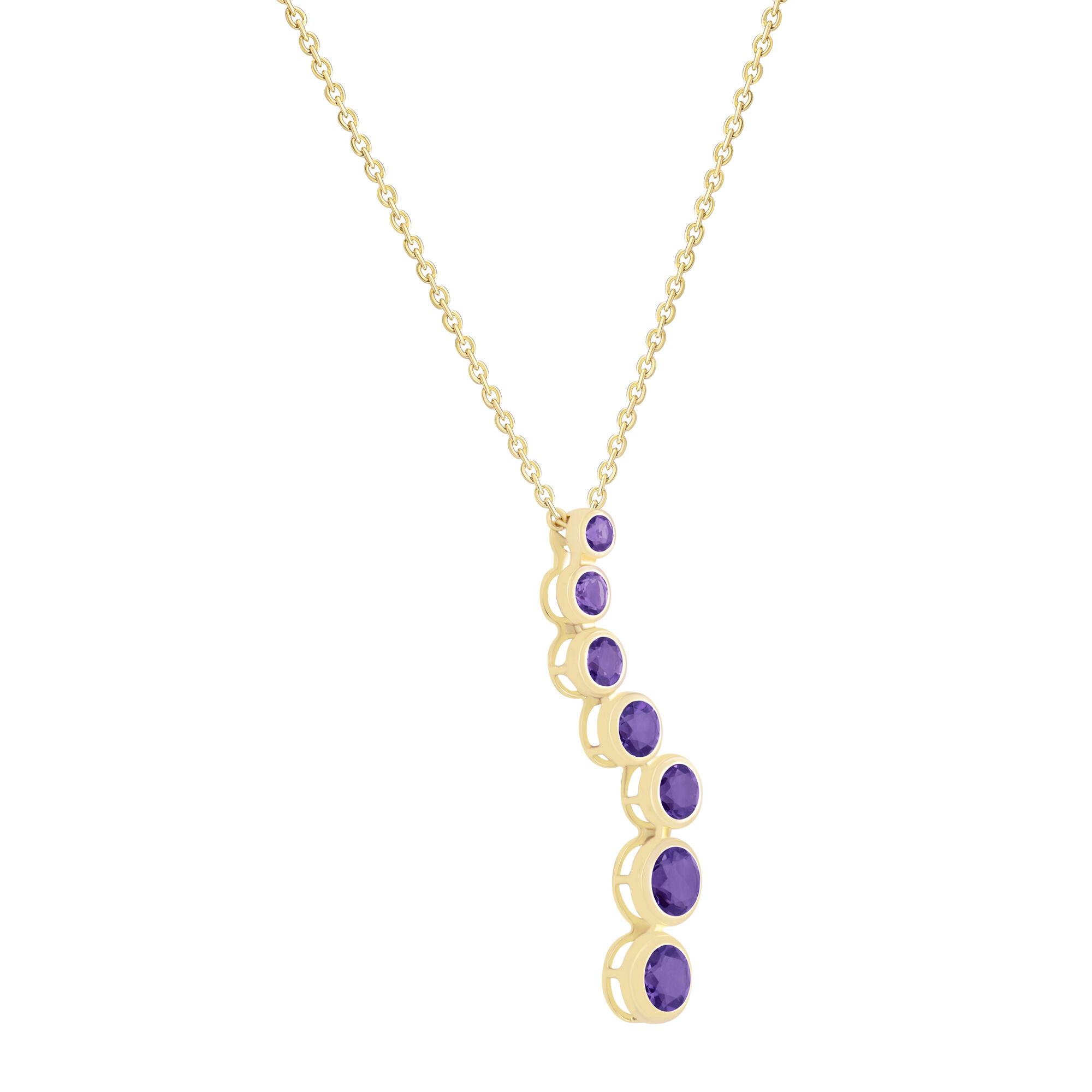 Amethyst Graduated Pendant in Yellow Gold