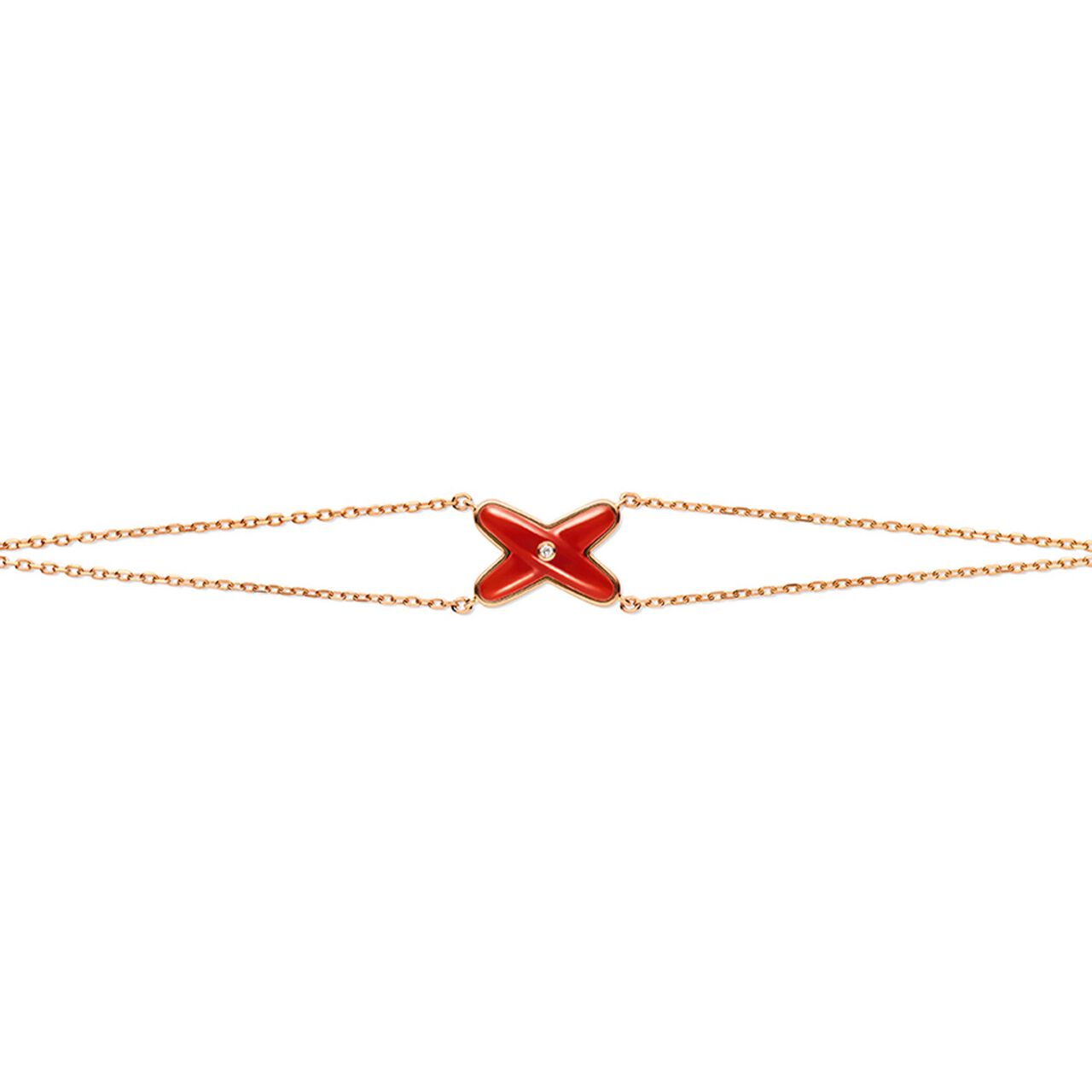 chaumet jeux de liens rose gold carnelian diamond bracelet 085123 front image number 0