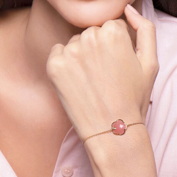 Bracelet Petit Joli en or rose avec alcédoine rose et diamants