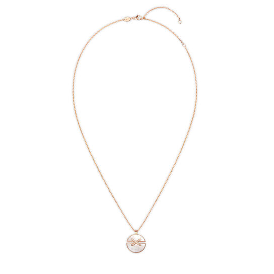 Jeux de Liens Harmony Medium Rose Gold Mother-Of-Pearl Diamond Necklace image number 1