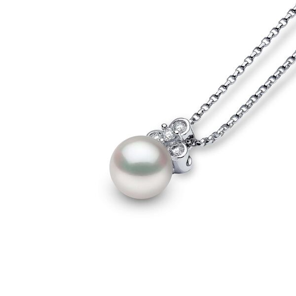 Collier Trend en or blanc avec une perle et diamants