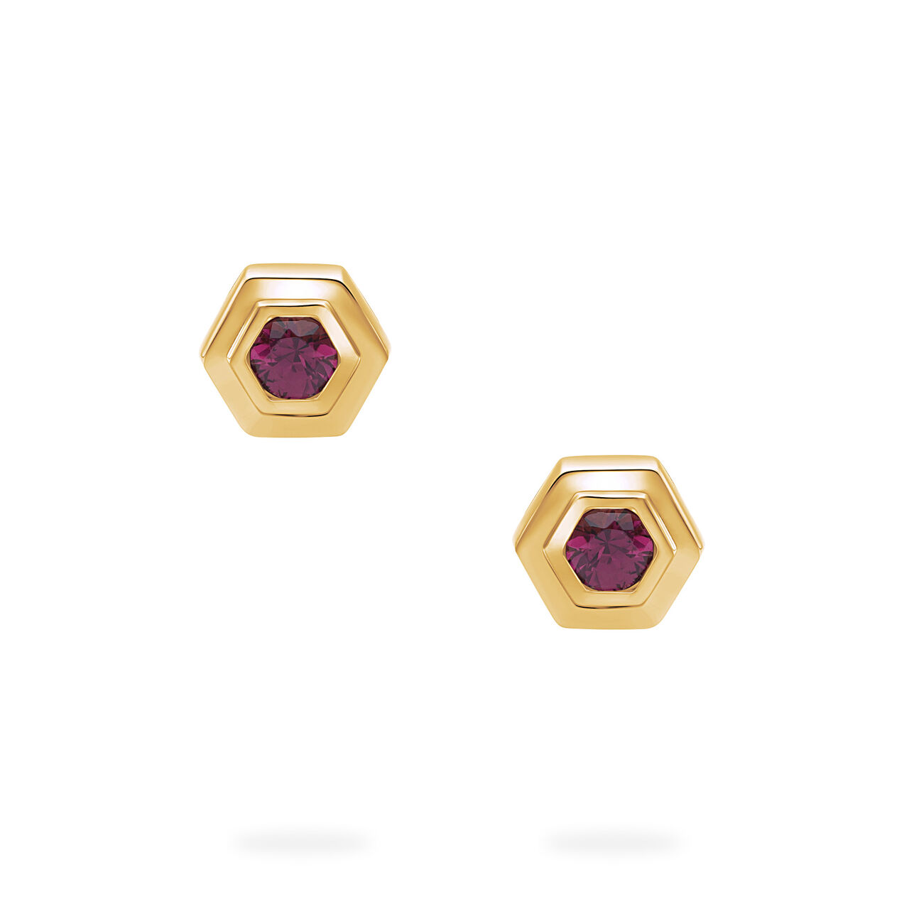 Birks Essentials Yellow Gold Birthstone Earrings, Rhodolite image number 1