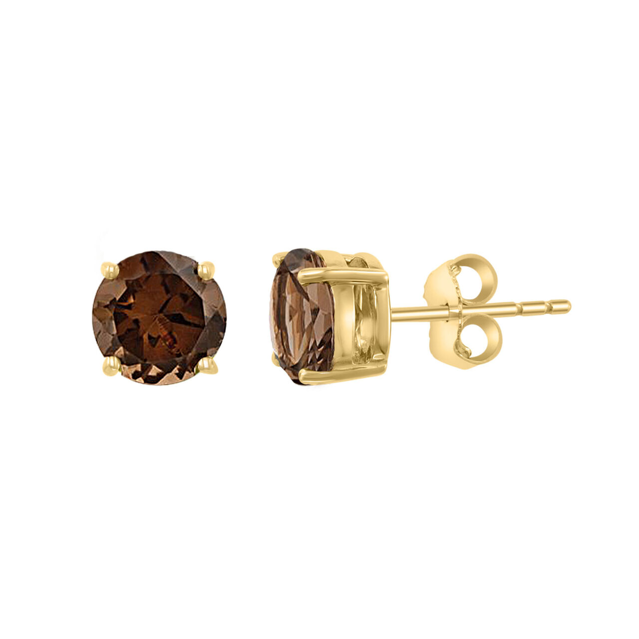 Brown Quarts Stud Earrings in Yellow Gold image number 0