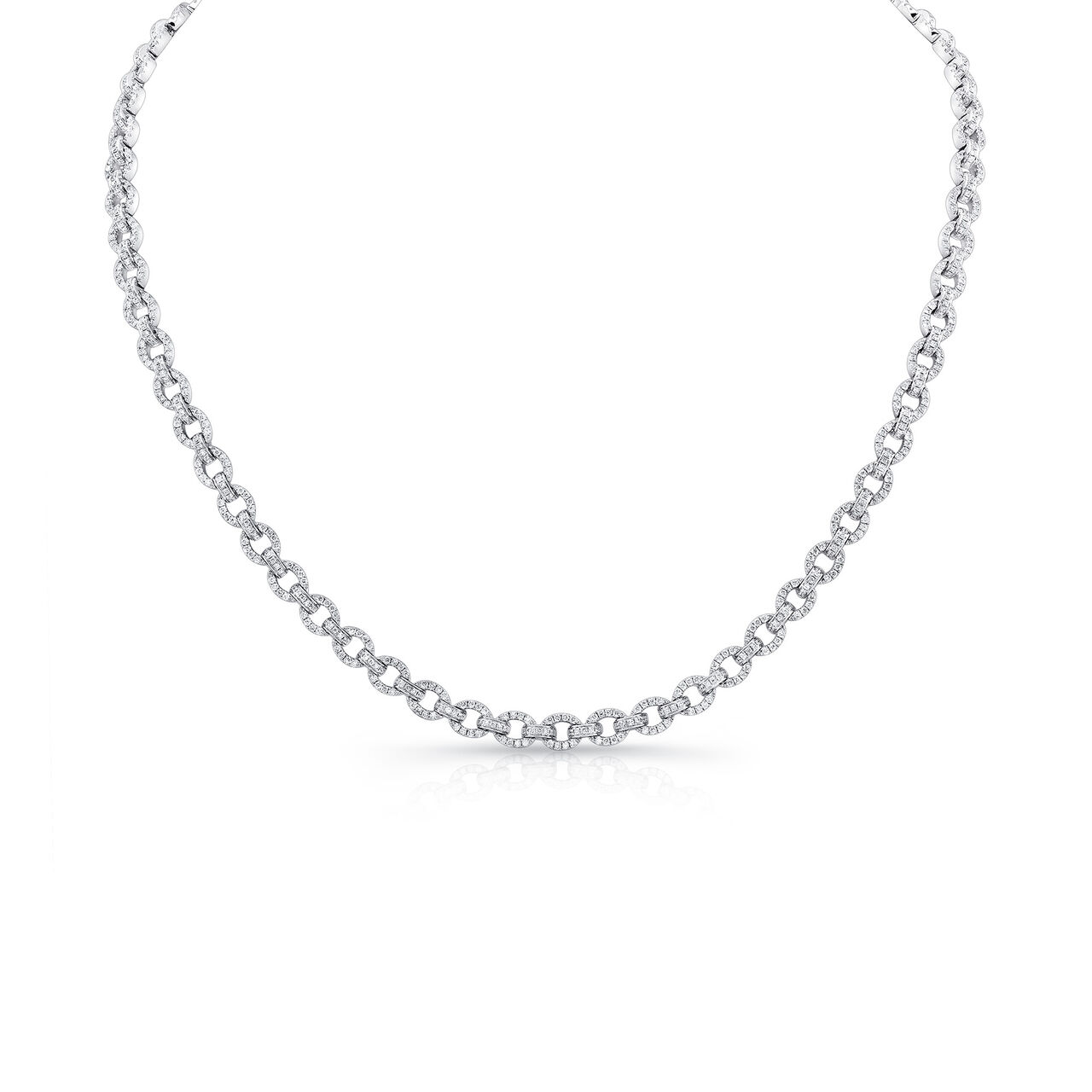 Uneek Bouquet White Gold and Diamond Pavé Chain Link Necklace LVND11 image number 0