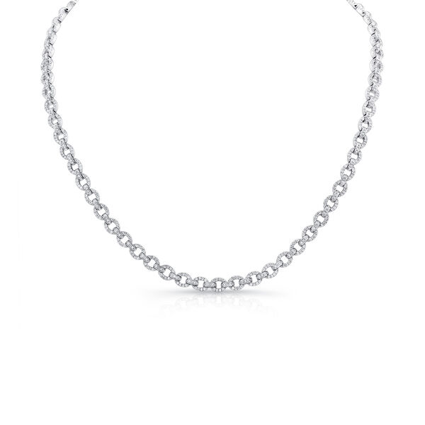 Bouquet White Gold and Diamond Pavé Chain Link Necklace