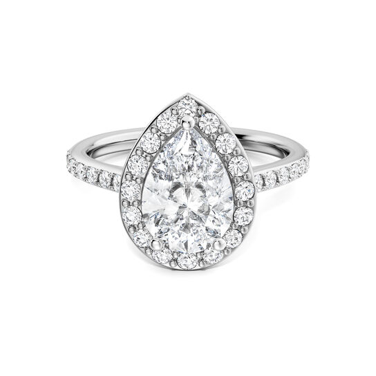 Birks Ros&eacute;e du Matin Pear-Cut Diamond Engagement Ring with Halo and Pav&eacute; Band in White Gold image number 0