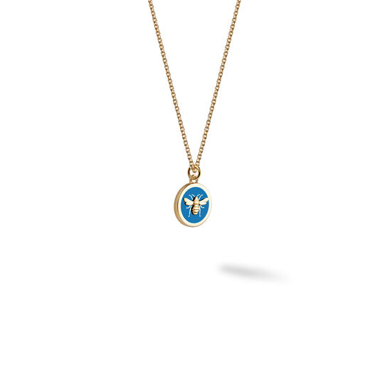 Small Blue Enamel and Yellow Gold Round Medallion image number 1