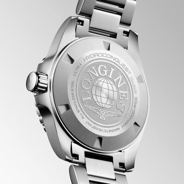 HydroConquest 41 mm GMT automatique en acier inoxydable