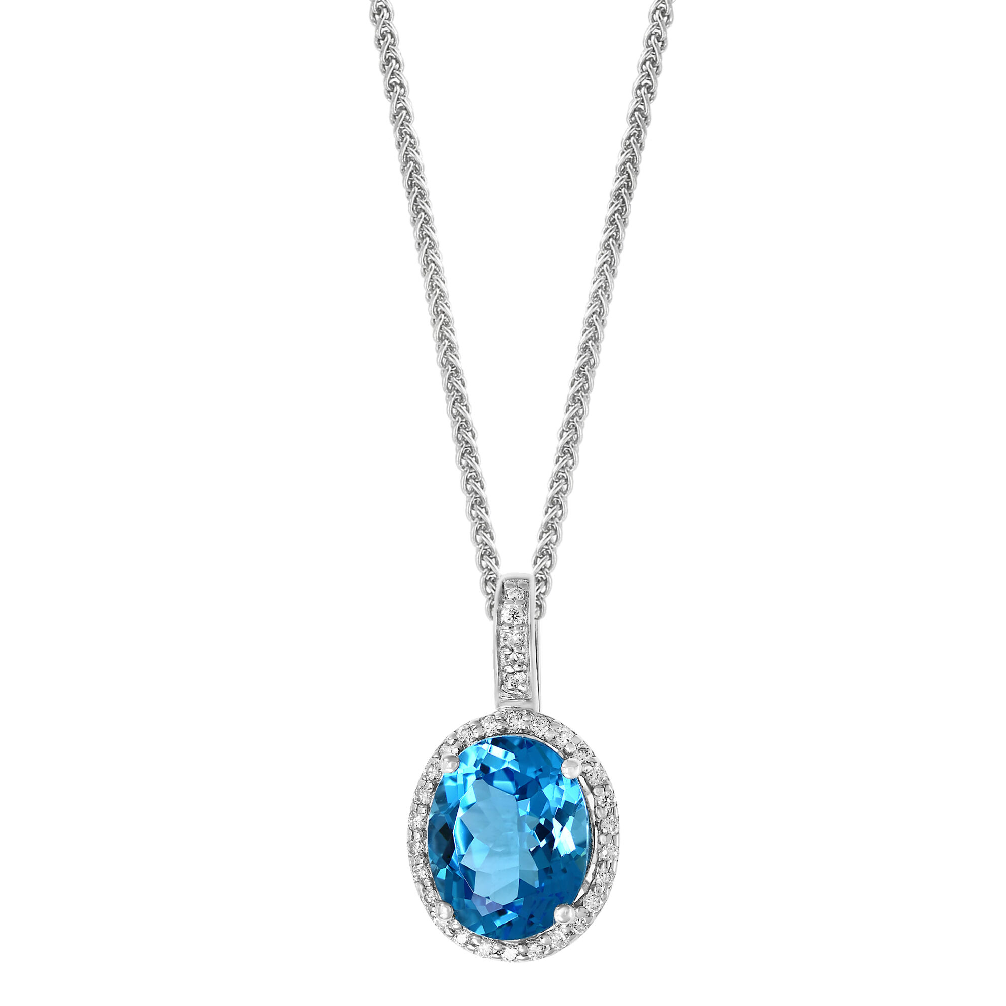 Blue diamond pendant white gold top