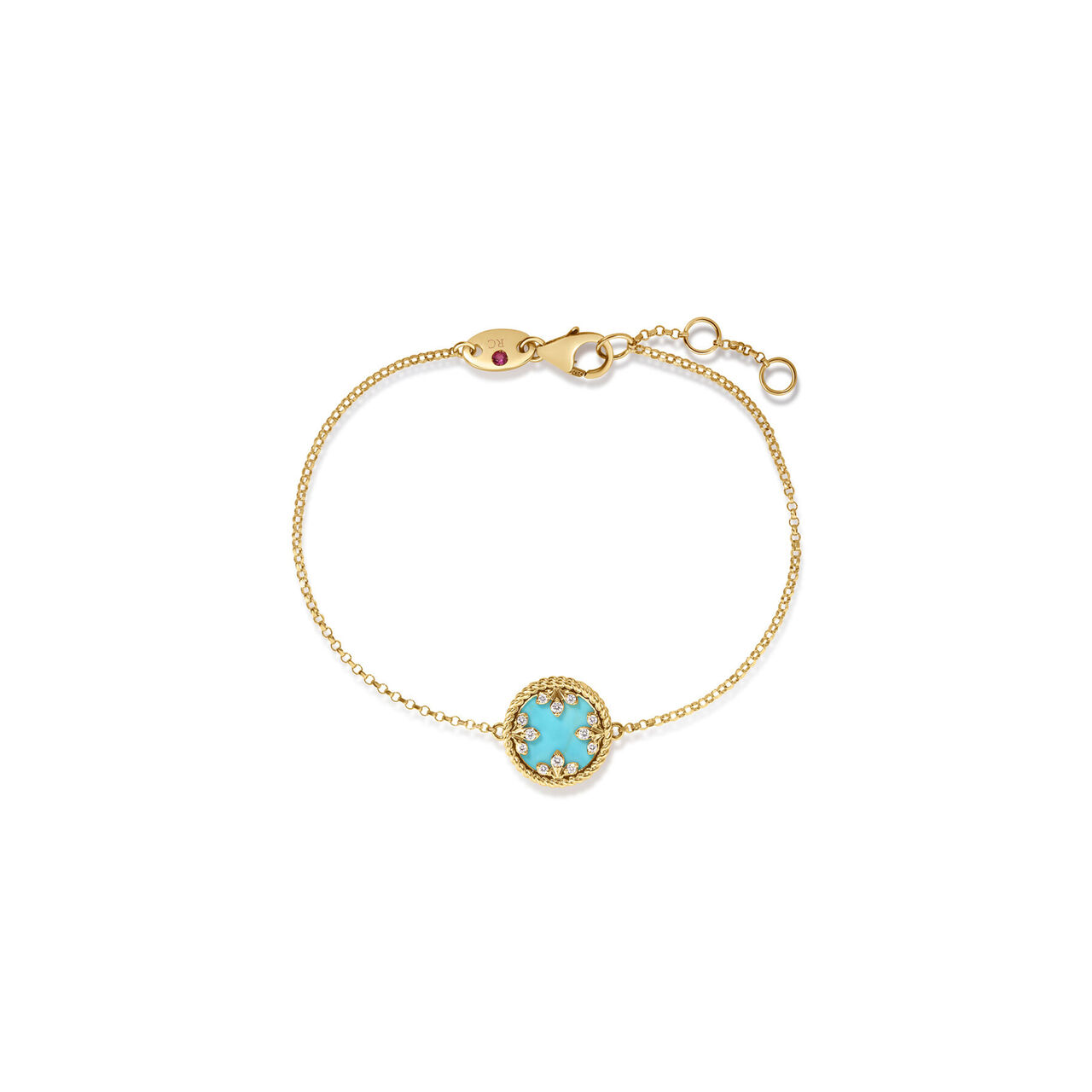 Roberto Coin Venetian Medalions Yellow Gold, Turquoise and Diamond Bracelet image number 0