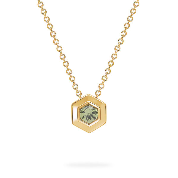 Yellow Gold Birthstone Pendant, Peridot