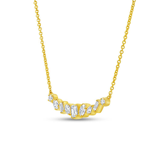 Uneek Alexandria Yellow Gold and Diamond Bar Pendant NK1013 image number 1