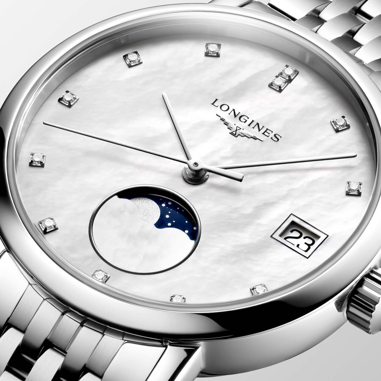Longines Elegant Quartz Moonphase 30 mm Stainless Steel and Diamond  L4.330.4.87.6 image number 2
