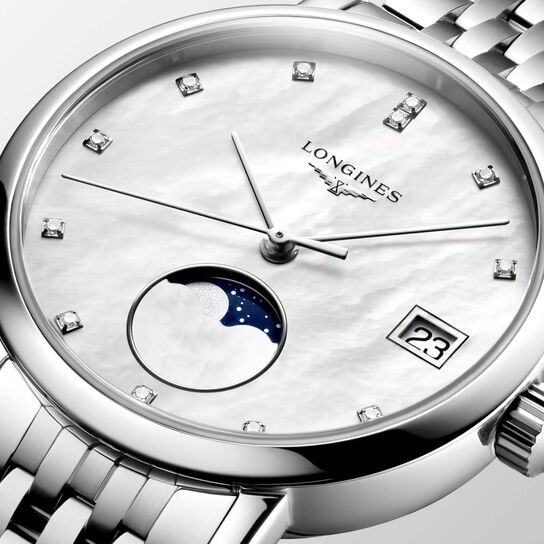 Longines Elegant Quartz Moonphase 30 mm Stainless Steel and Diamond  L4.330.4.87.6 image number 2