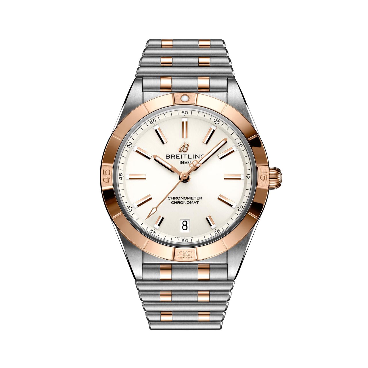 maison birks breitling chronomat automatic 36 steel and 18kt rose gold white u10380101a1u1 image number 0