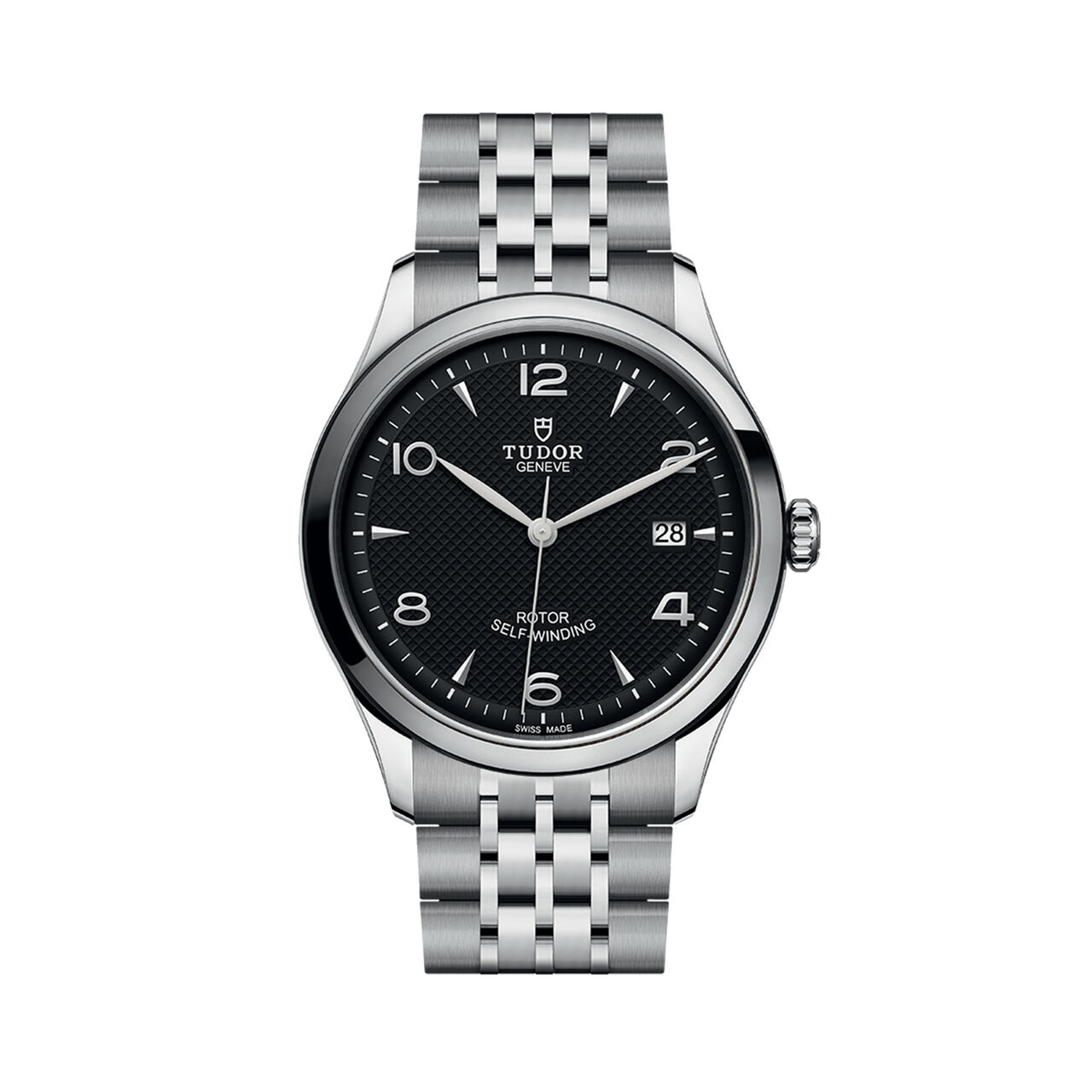 maison birks tudor 1926 39 mm steel case dark coloured dial steel bracelet m91550 0002 image number 0