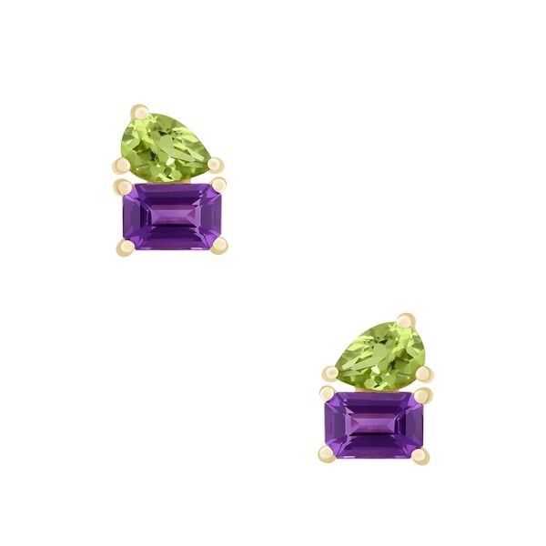 Amethyst & Peridot Stud Earrings