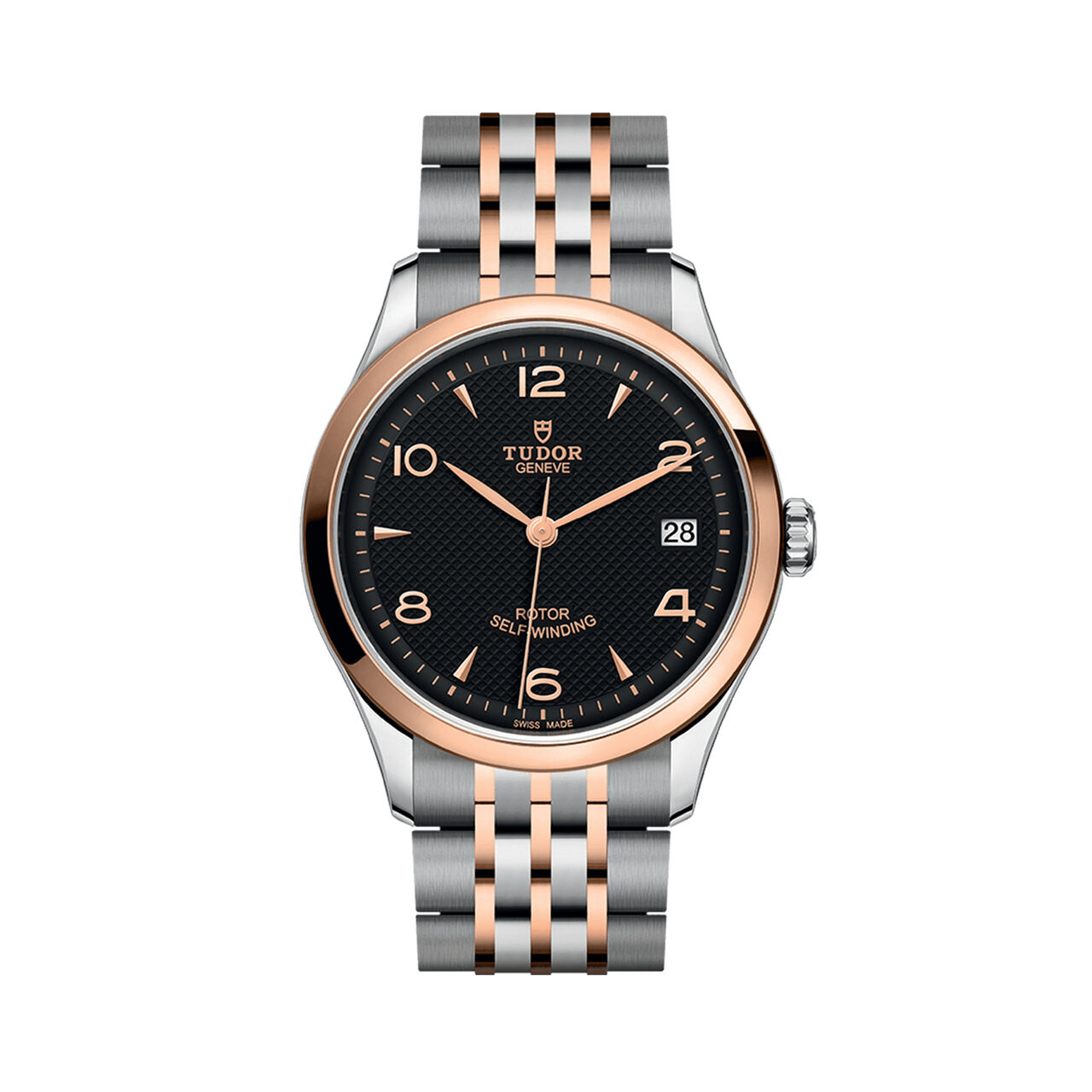tudor 1926 36 mm steel case pink gold bezel black dial steel and rose gold bracelet m91451 0003 image number 0