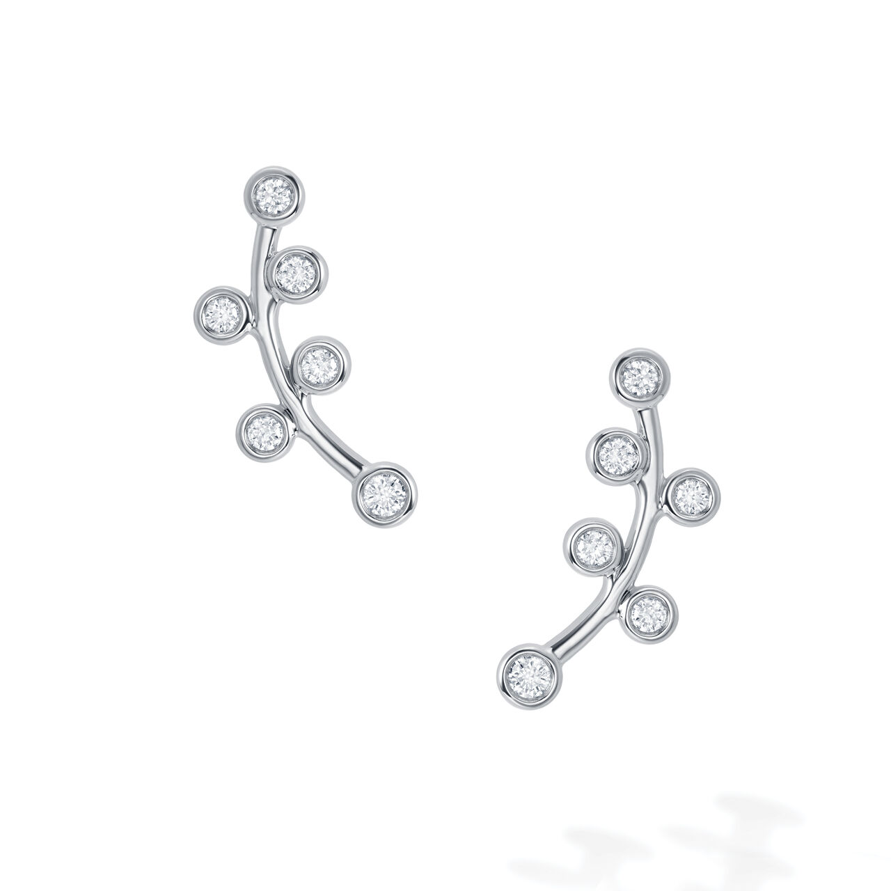 bijoux birks essentials white gold and diamond floral climber earrings image number 1
