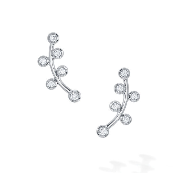 White Gold and Diamond Floral Climber Earrings