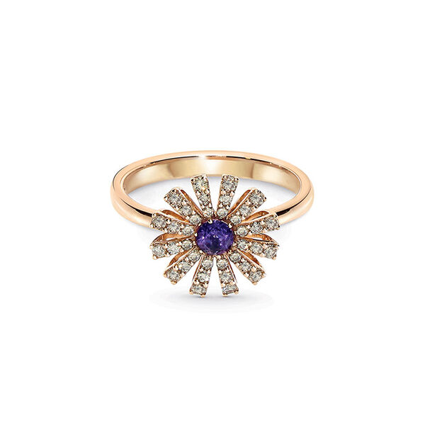 Margherita Rose Gold, Amethyst and Diamond Pavé Ring