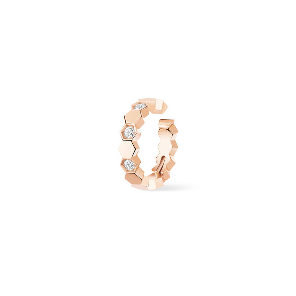 Boucle d'oreille individuelle Bee De Chaumet en or rose avec diamants