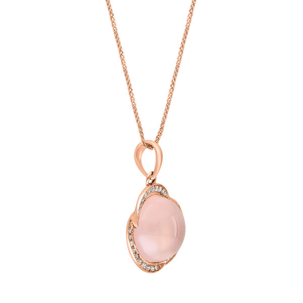 Round-Cut Rose Quartz and Diamond Pendant