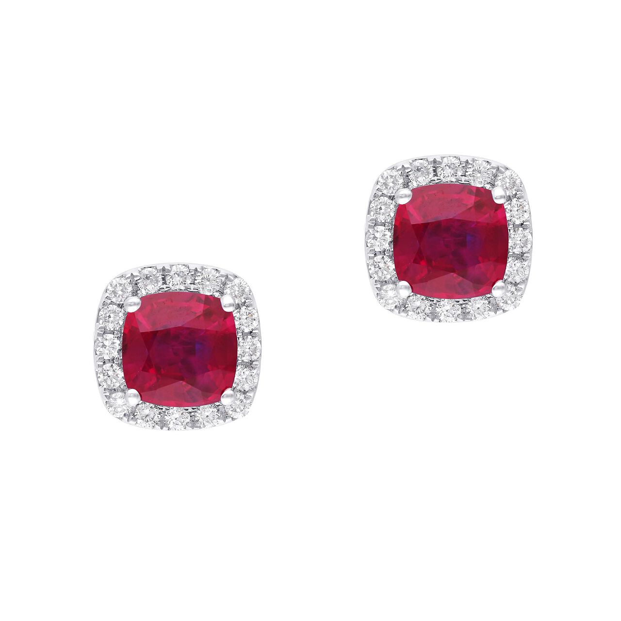 maison birks salon round ruby diamond halo cushion earrings sg05408e ru front image number 0