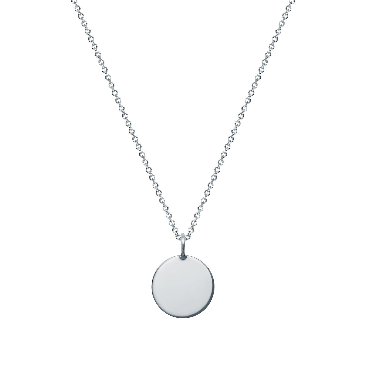 bijoux birks essentials engravable polished silver disc pendant image number 0
